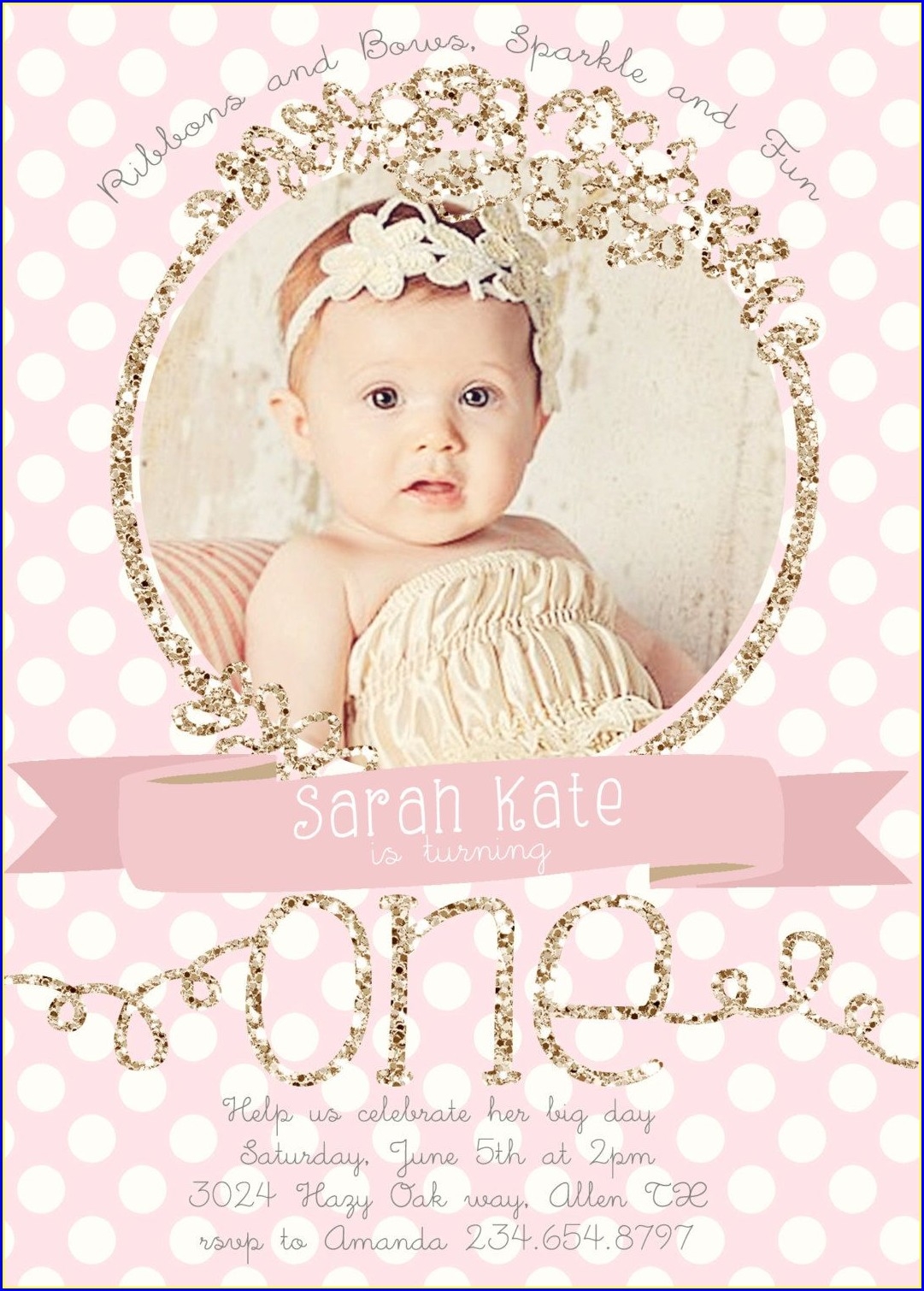 Pink And Gold Birthday Invitation Template Invitations Resume Examples