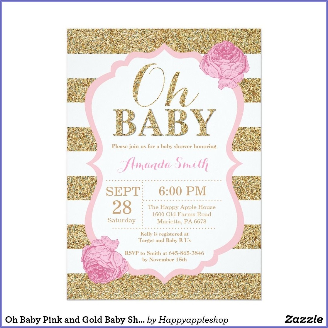 Pink And Gold Invitations Templates Free Template 1 Resume Examples 