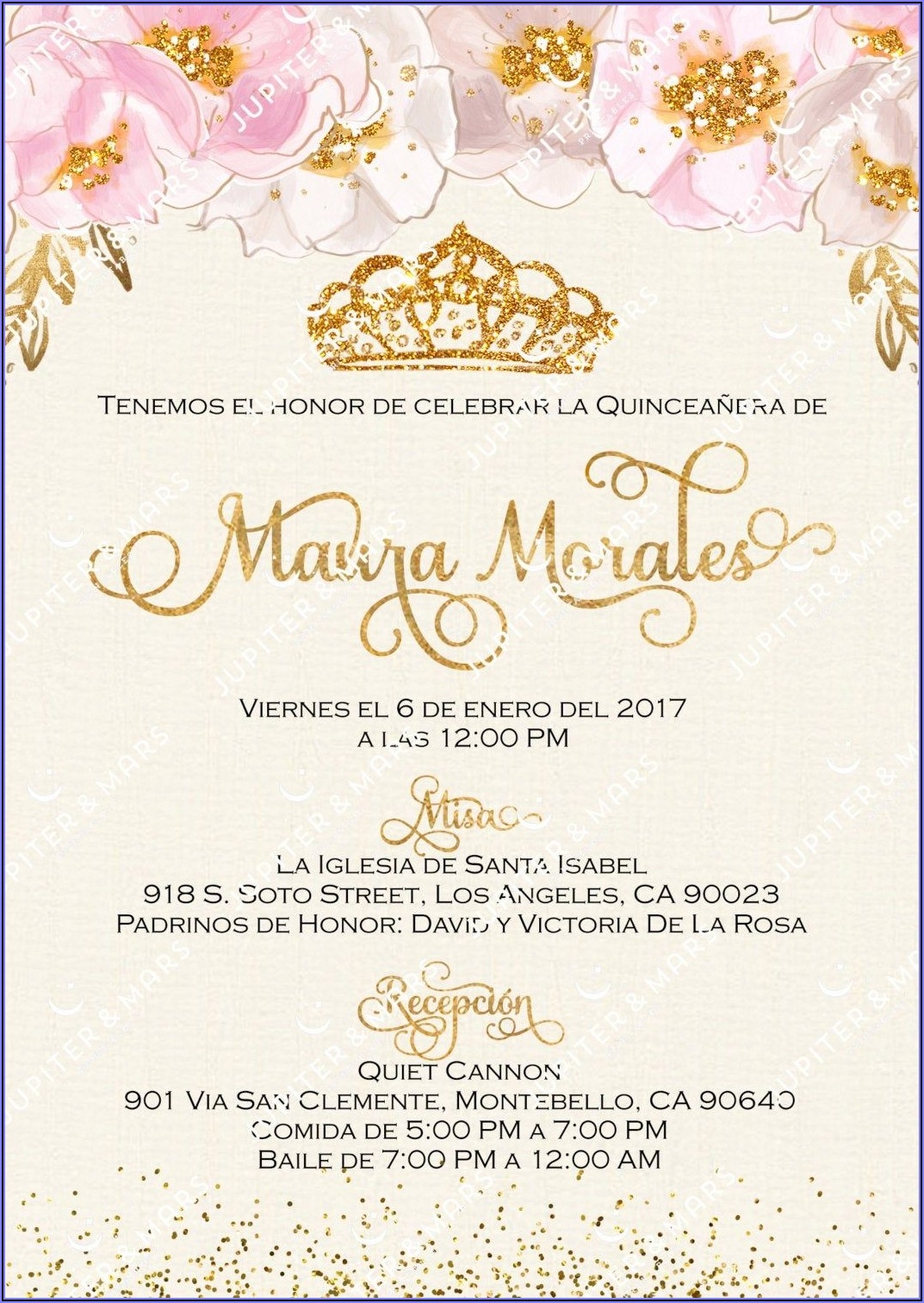 Pink And Gold Invitations Templates Free Template 1 Resume Examples 
