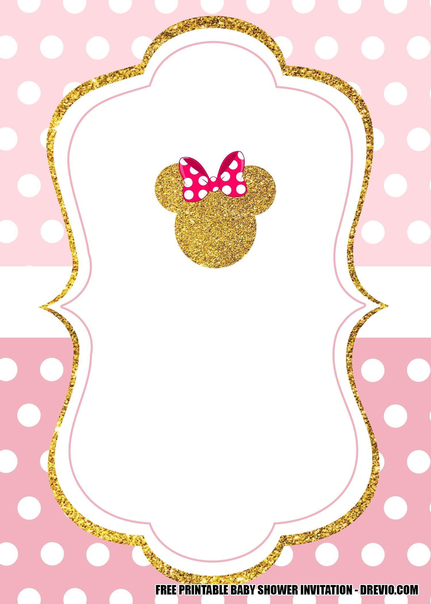 Pink And Gold Minnie Mouse Invitation Template Free Download Web Pink 
