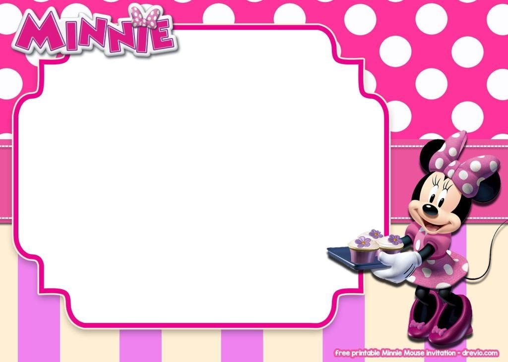 Pink And Gold Minnie Mouse Invitation Template Free Download