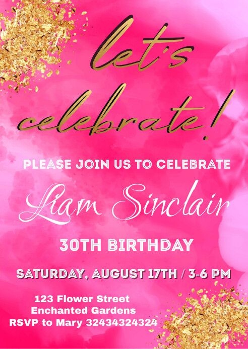 Pink Gold Birthday Invitation Template Birthday Invitation Templates