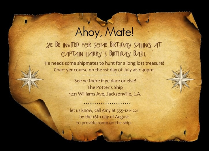 Pirate Map Invitation Template