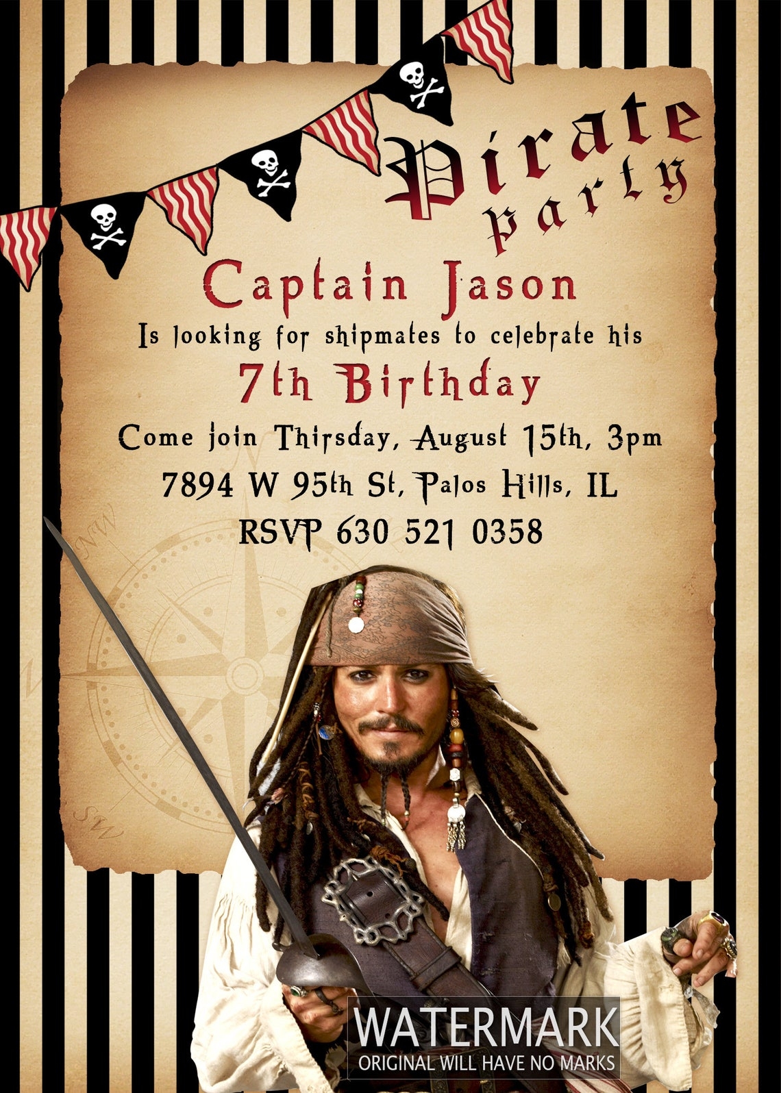 pirates of the caribbean invitation template