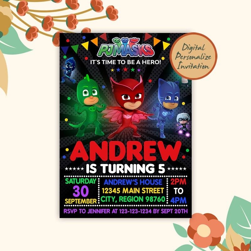 Pj Mask Birthday Invitation Pj Mask Birthday Party Pj Mask Invitation