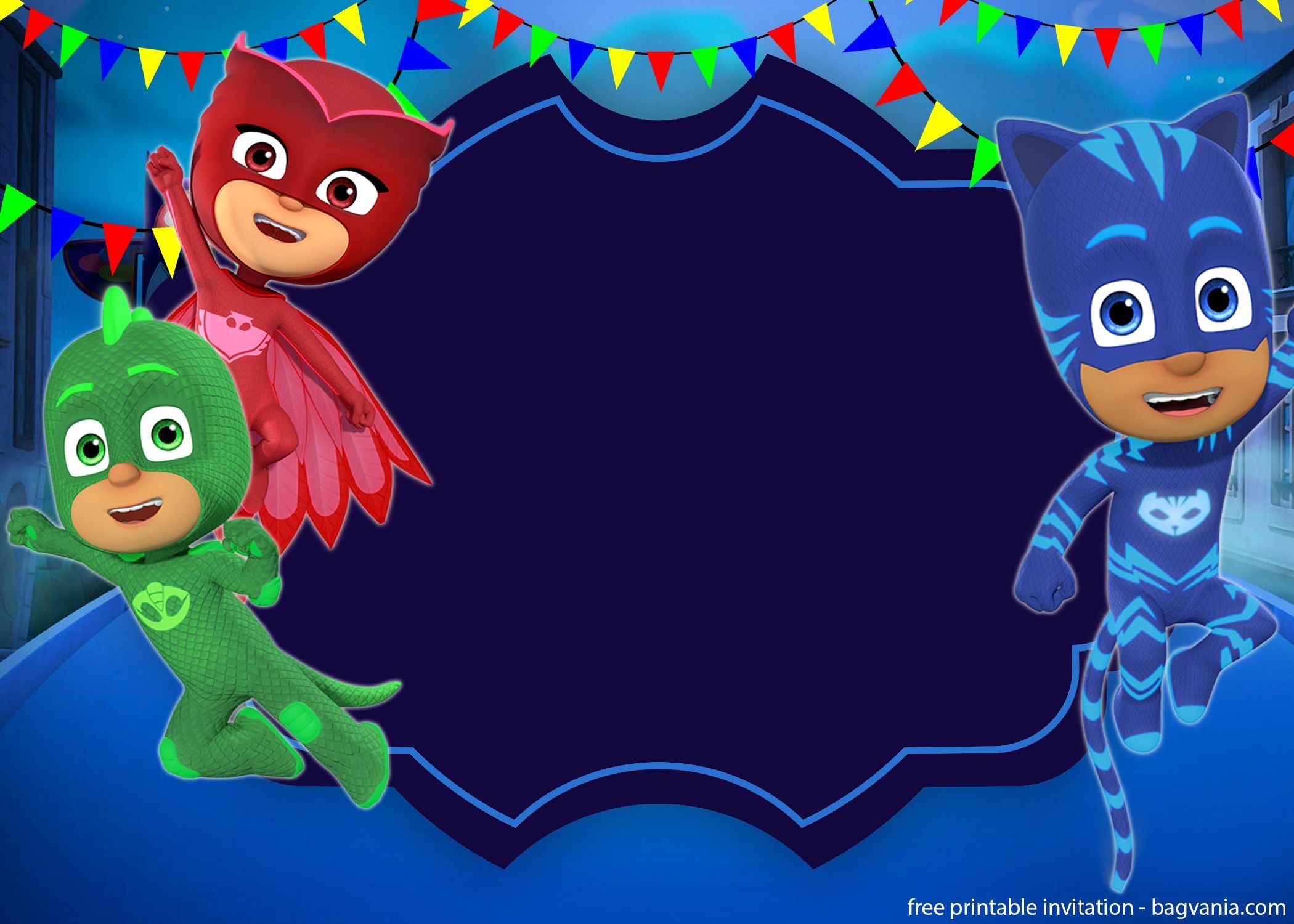 Pj Mask Birthday Invitation Template