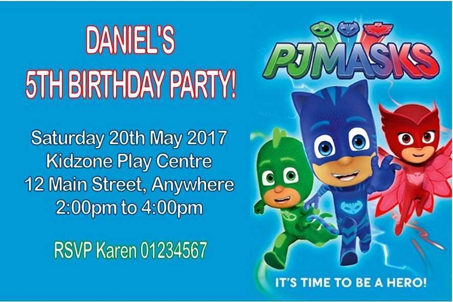 Pj Mask Birthday Invitation Template Cards Design Templates