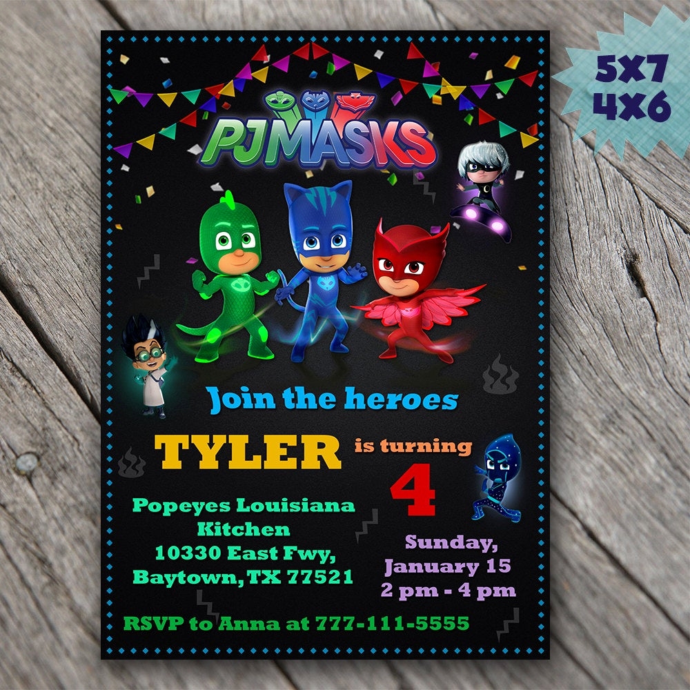Pj Masks Birthday Invitation Template Awesome Pj Masks Invitation Pj