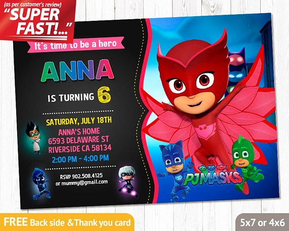 Pj Masks Birthday Invitation Template Inspirational Pj Masks Invitation 