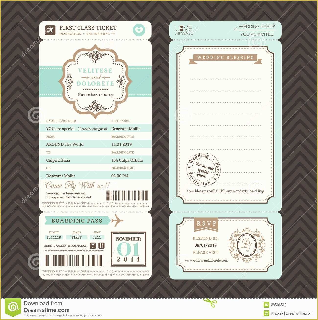 plane ticket invitation template free