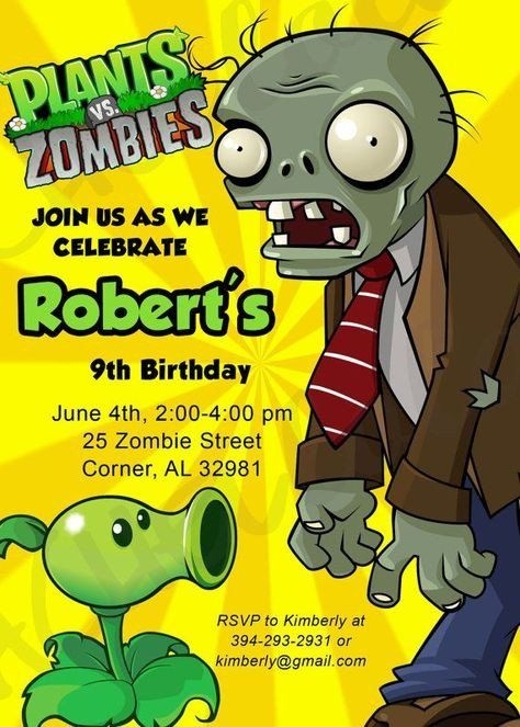 Plants Vs Zombies Invitation Template Zombie Birthday Invitations