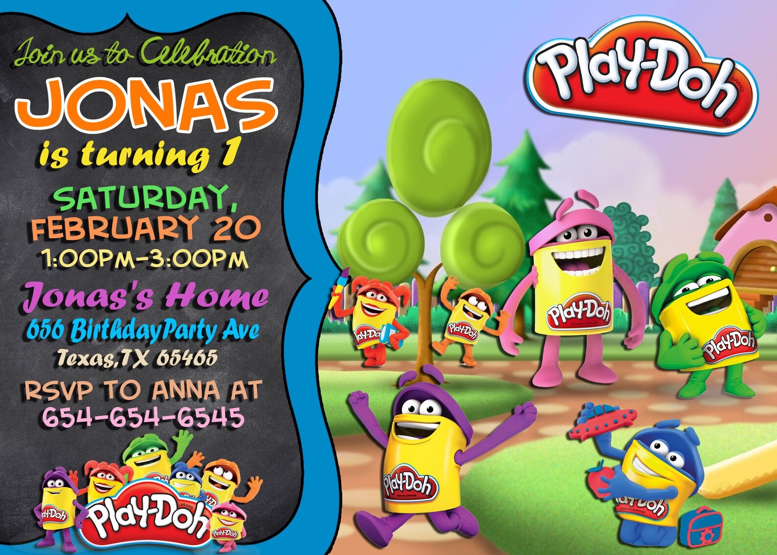 Play Doh Invitation Play Doh Birthday Invitation Play Doh Etsy