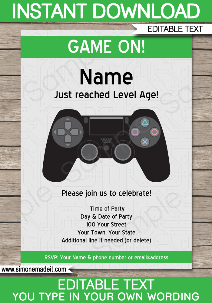 playstation party invitations templates free