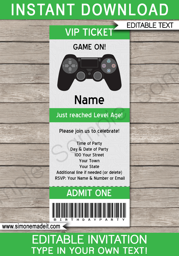 Playstation Party Printables Invitations Decorations Video Game Theme