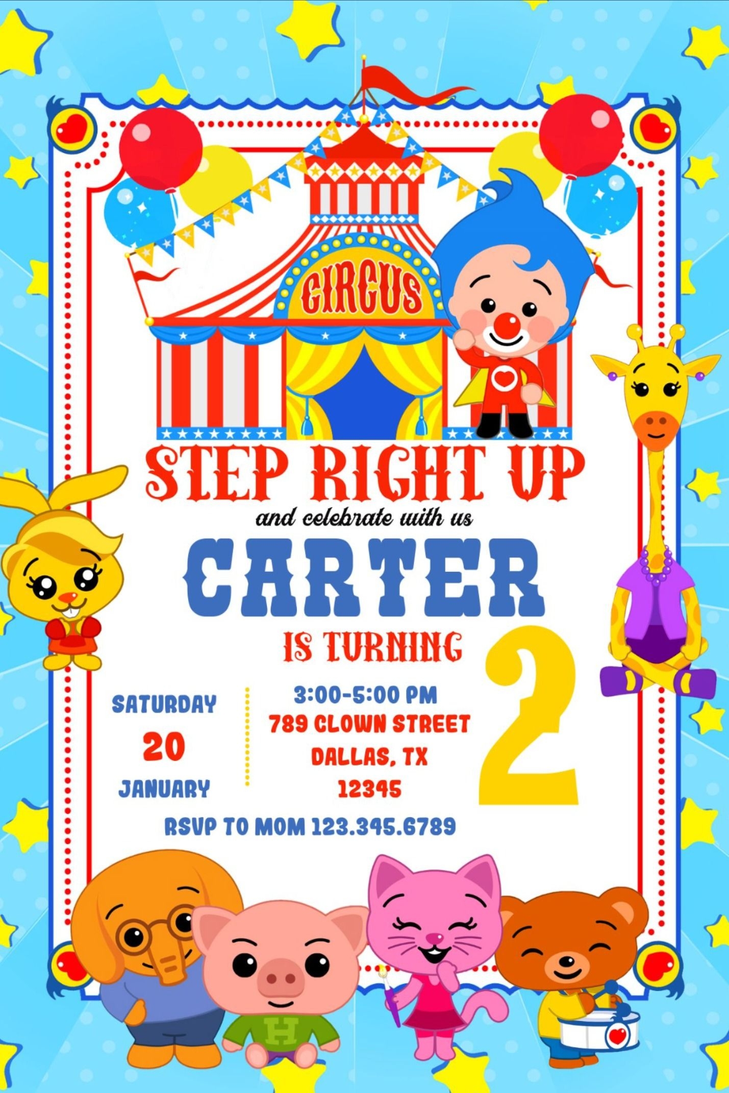 Plim Plim Birthday Invitation Template Canva 2 In 2024 Birthday 