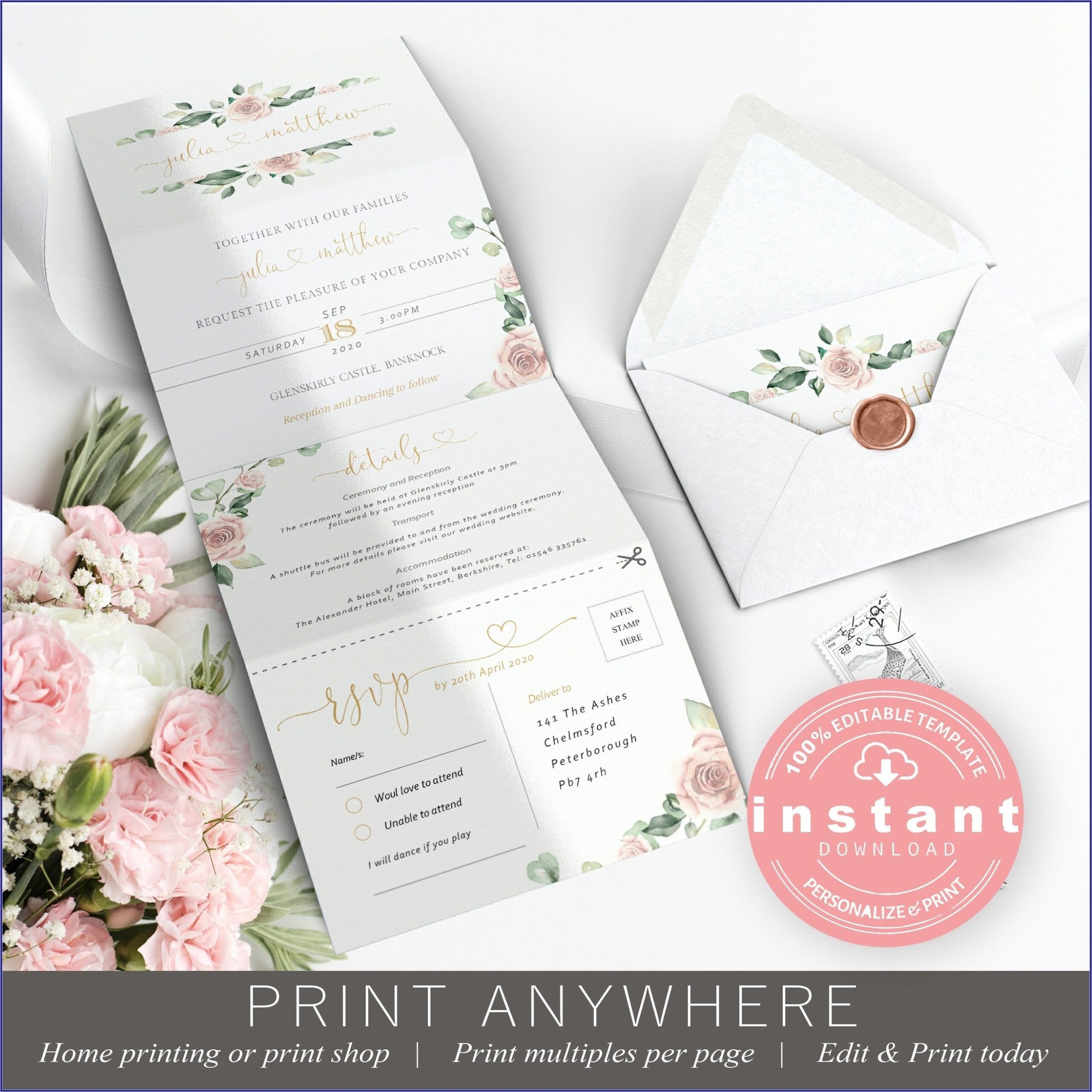 Pocket Fold Wedding Invitation Template Invitations Resume Examples
