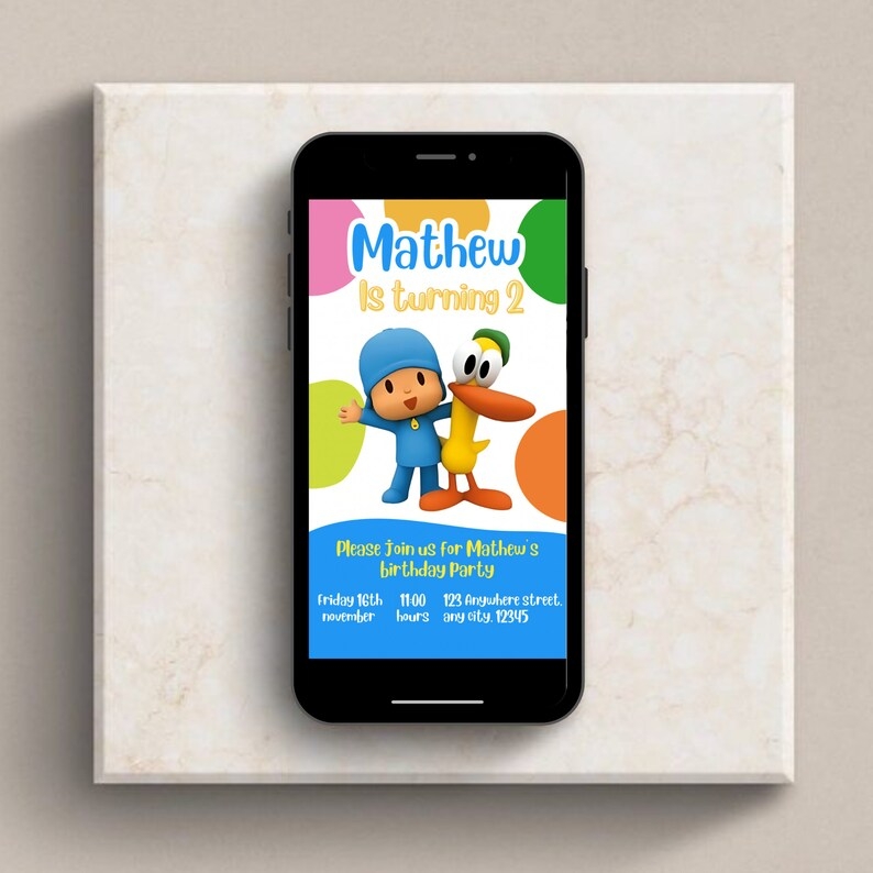 Pocoyo Birthday Invitation Template Editable Digital Printable And 