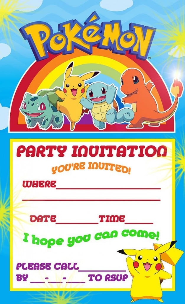 pokemon invitation free template