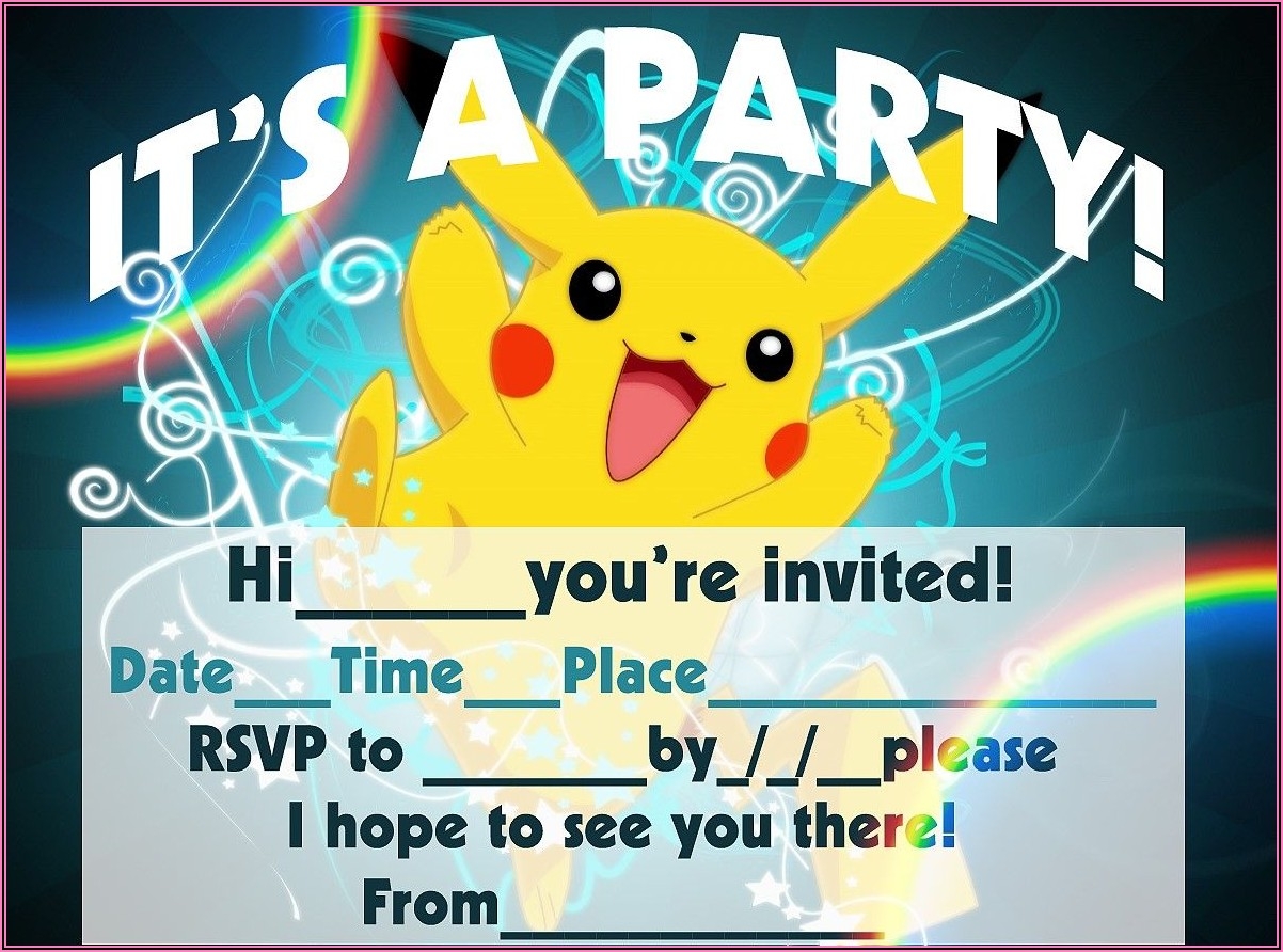Pokemon Card Birthday Invitation Template Invitations Resume 