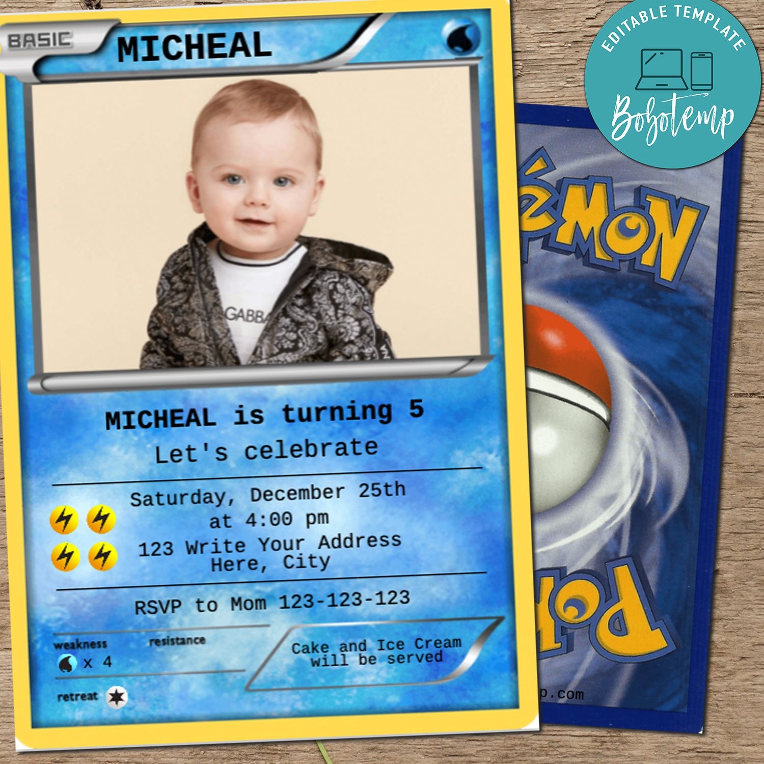 pokemon card invitation template free