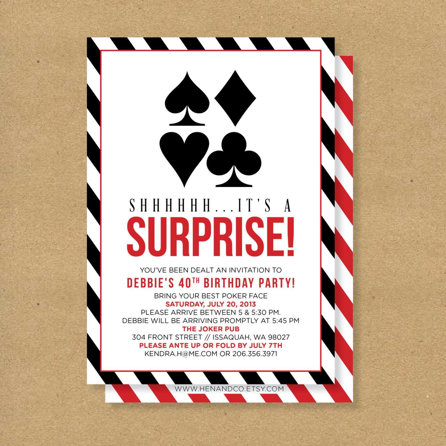Poker Party Invitation Template Free Cards Design Templates
