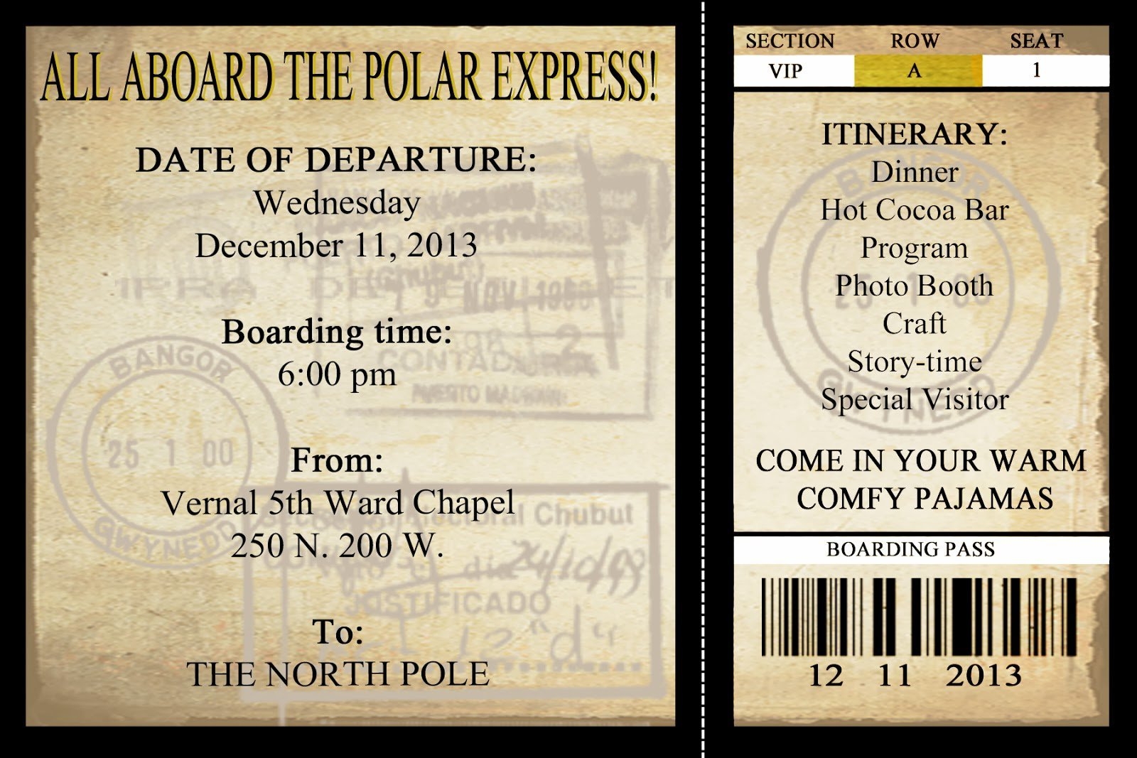 polar express invitation template
