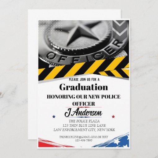 Police Academy Graduation Invitation With USA Flag Invitation Zazzle