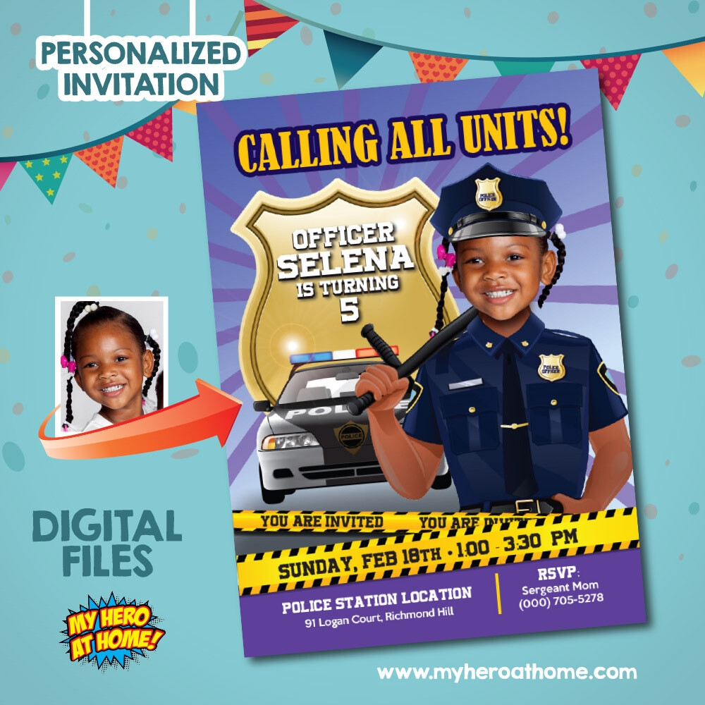 Police Birthday Invitation With Photo Police Invitation Template 