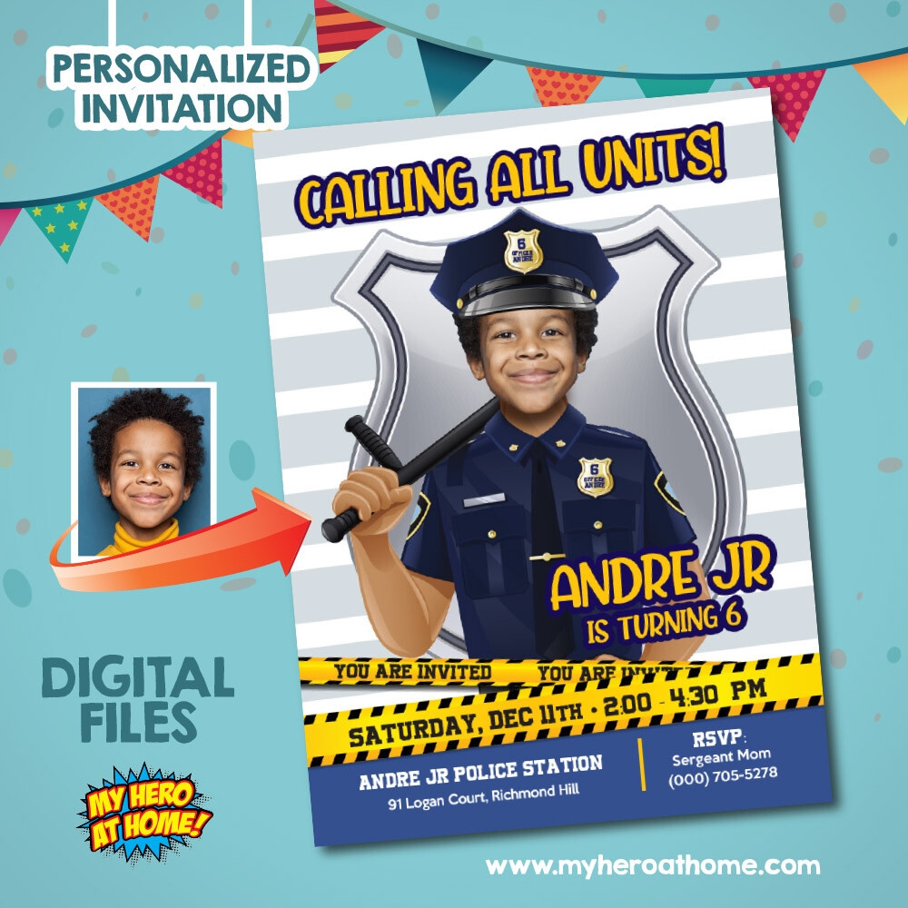 Police Birthday Invitation With Photo Police Invitation Template 