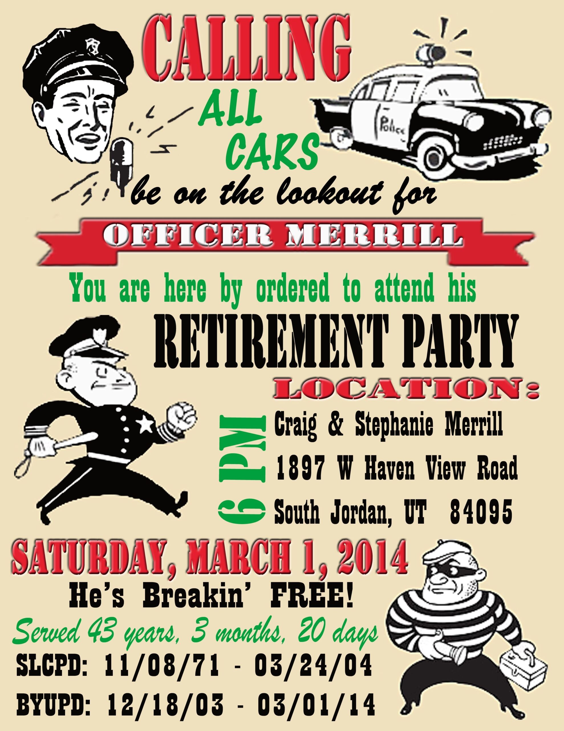 police retirement invitation template