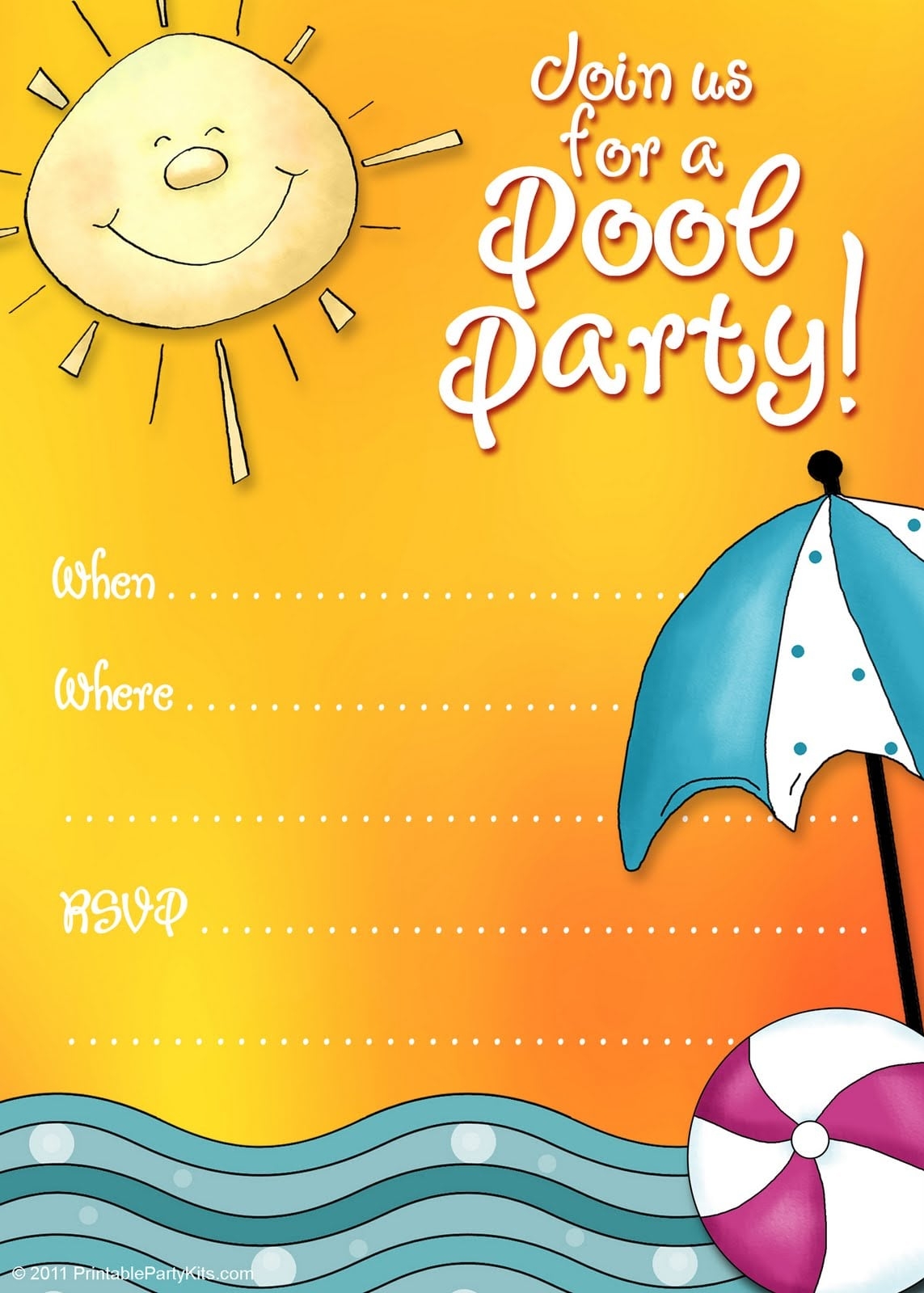 Pool Birthday Party Invitation Template Free