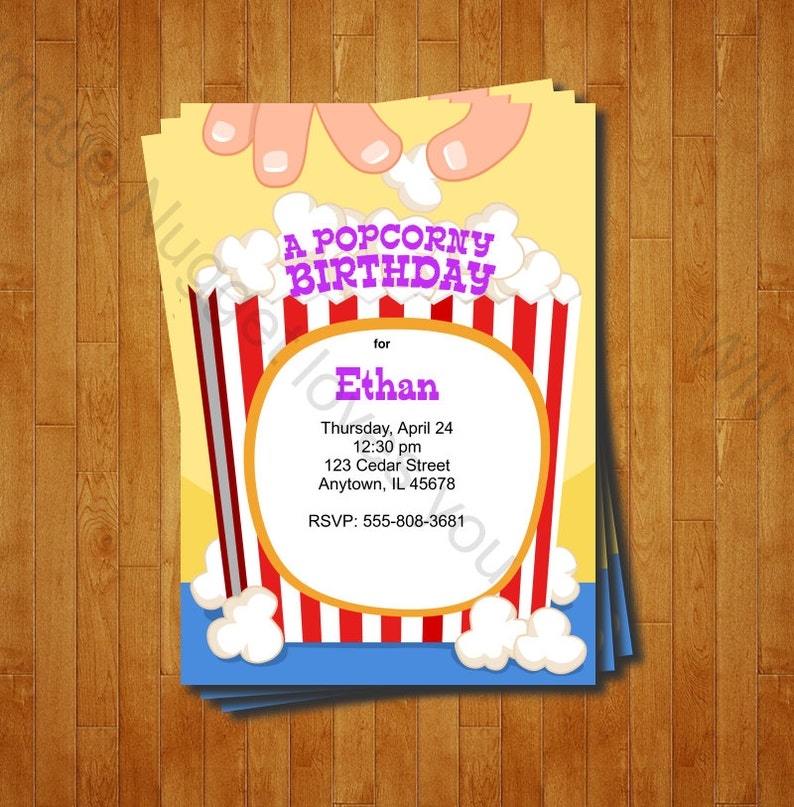 popcorn party invitation template free