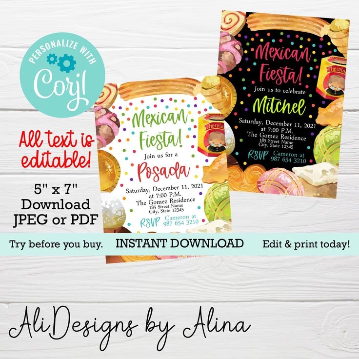 Posada Invitation Mexican Inspired Party Invite EDITABLE Template