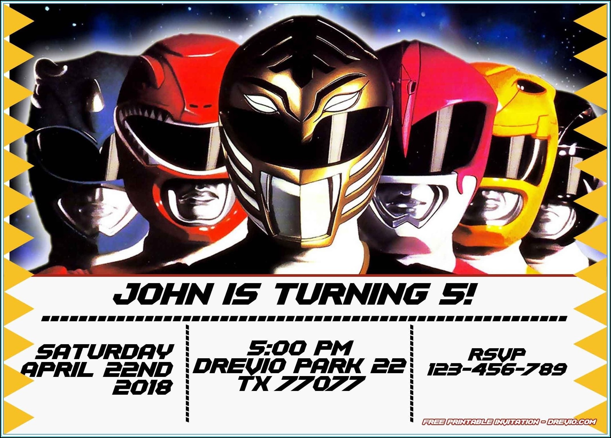 power ranger invitations template