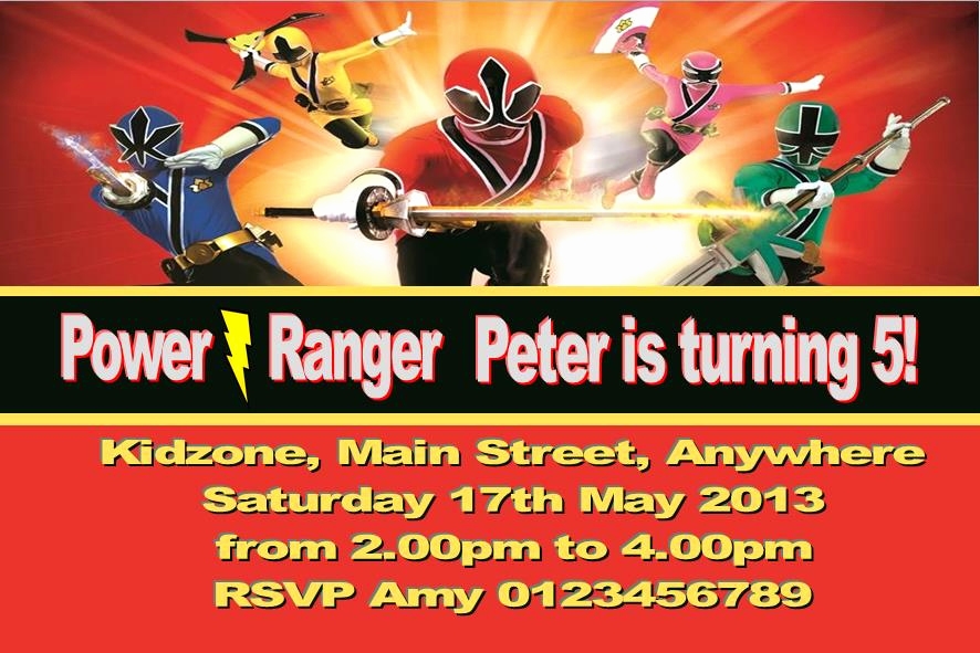 power rangers birthday invitation template
