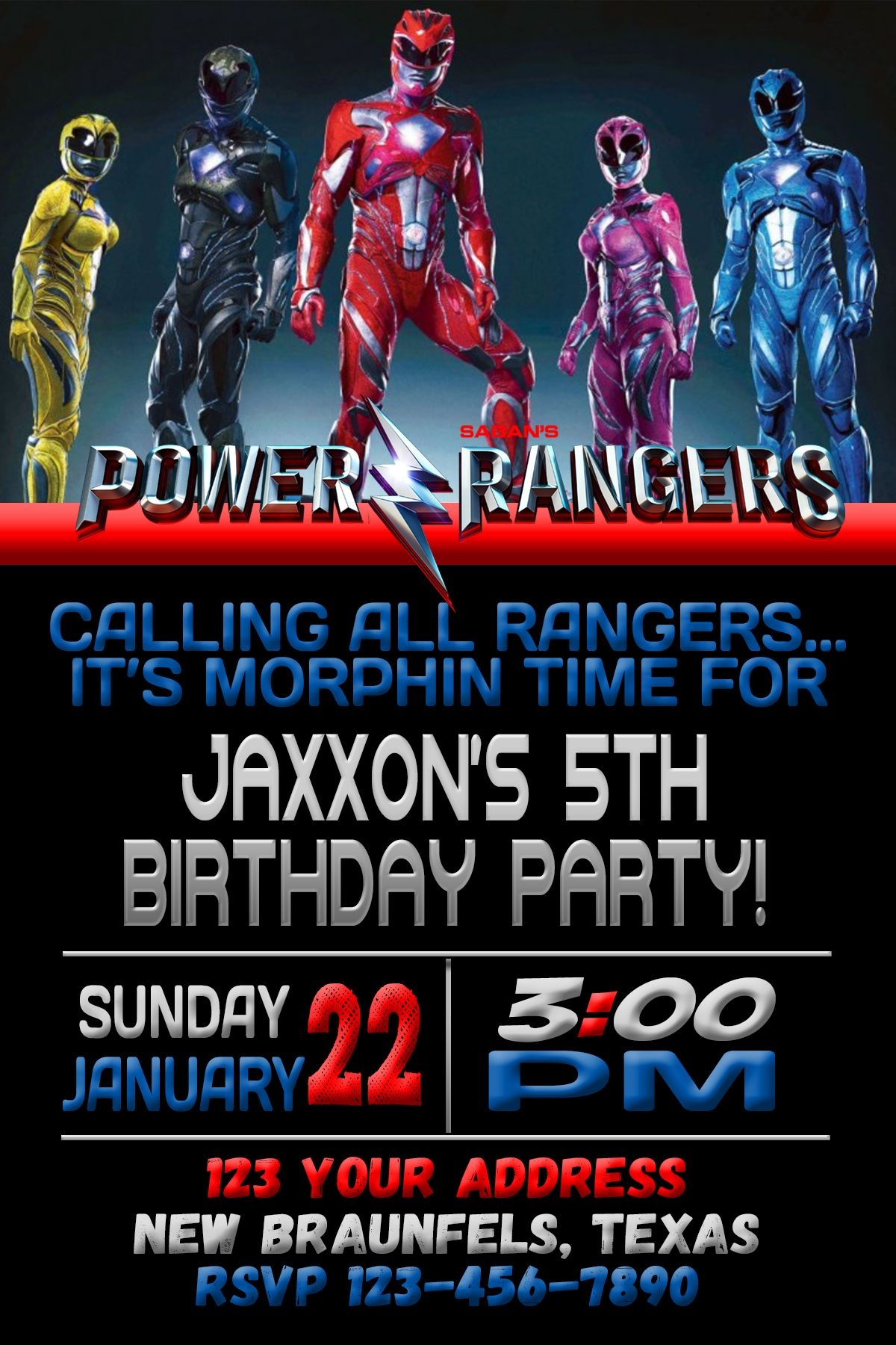 power rangers invitation template