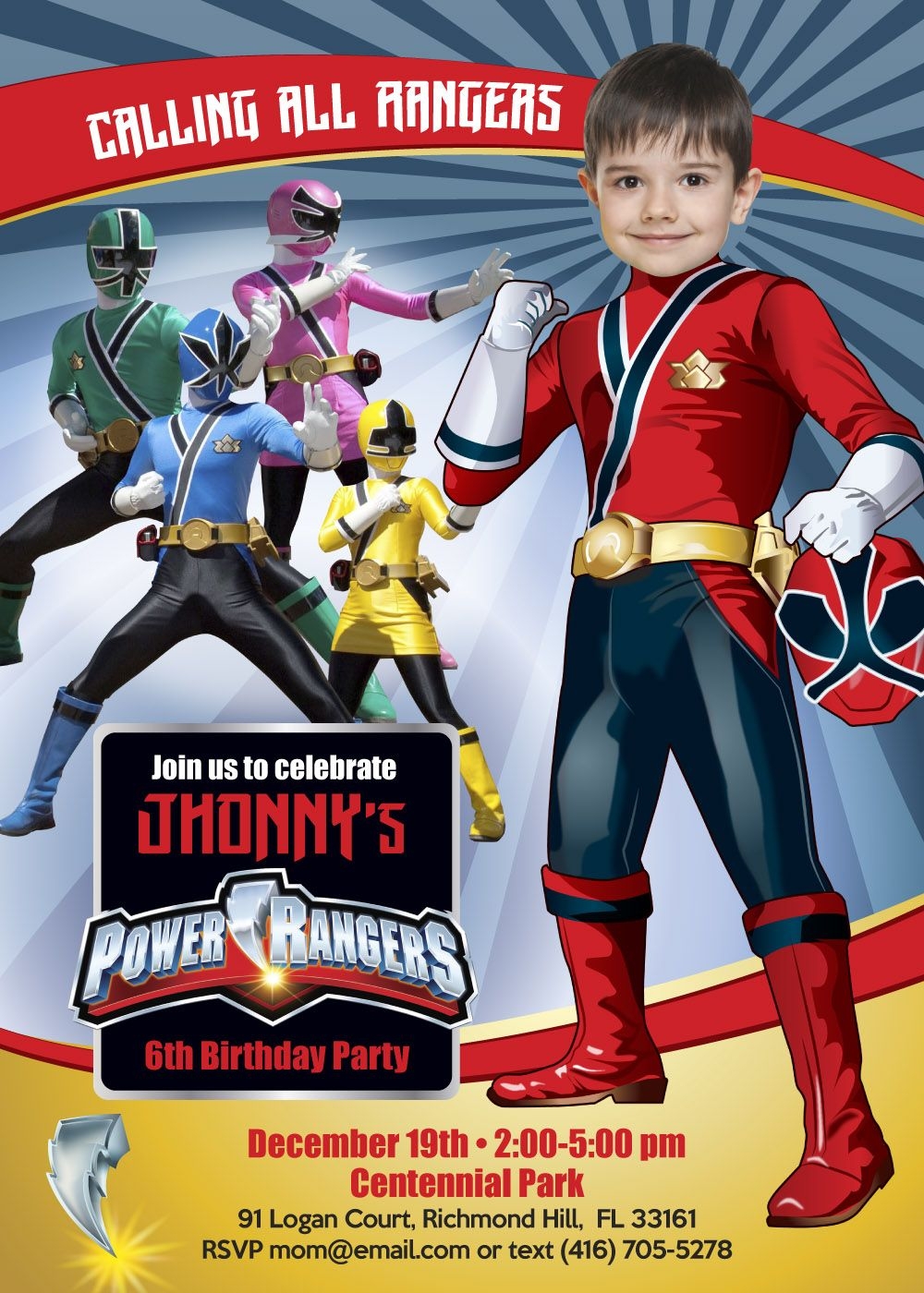power rangers party invite template