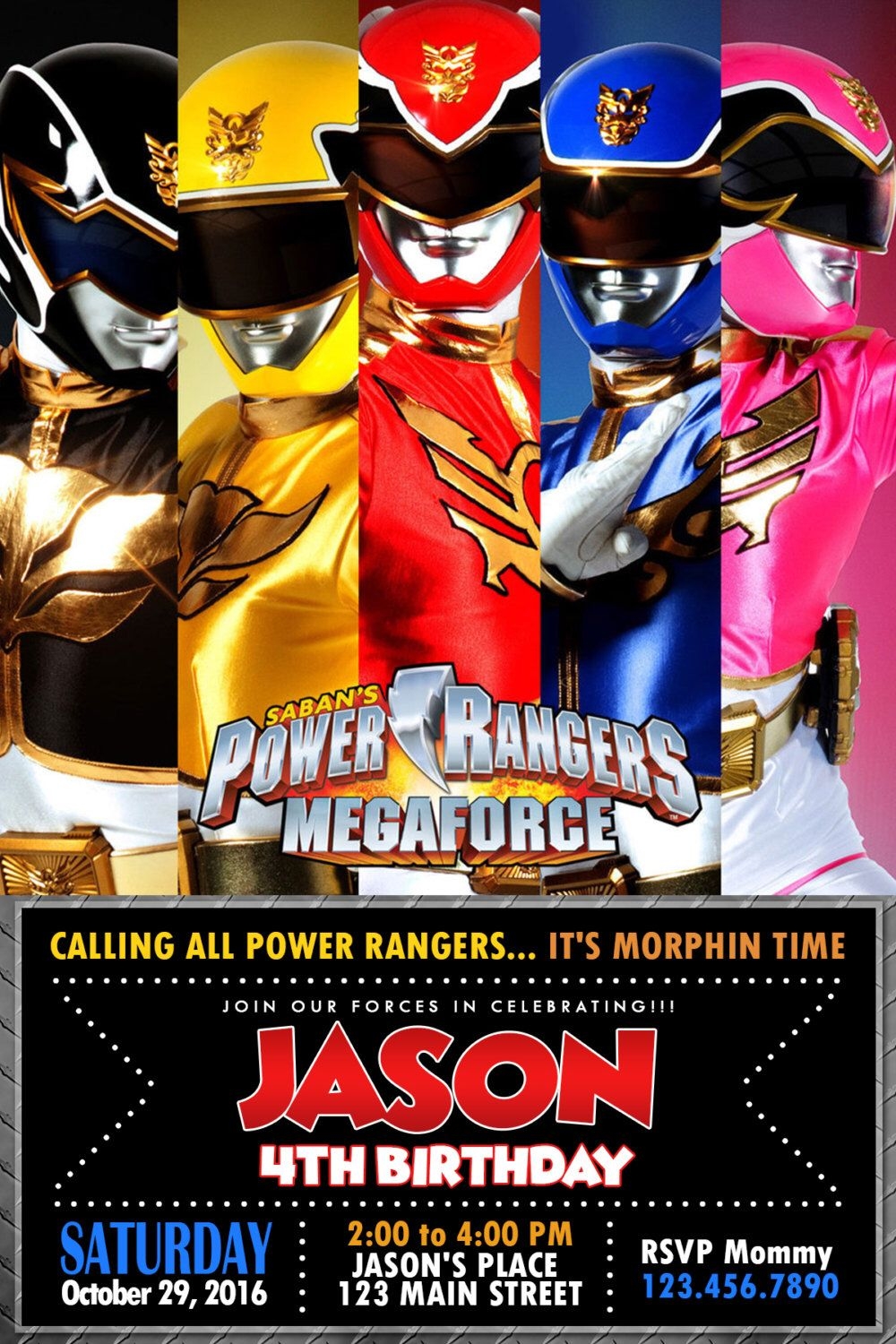 power ranger birthday invitation template