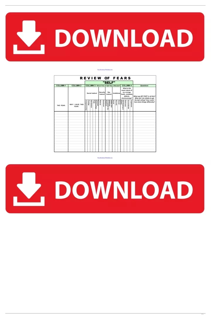 PPT Fear Inventory Worksheet Aa PowerPoint Presentation Free 