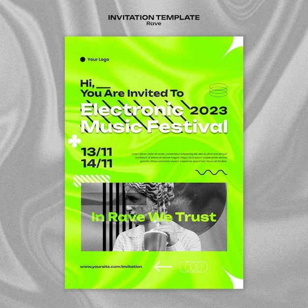 Premium PSD Rave Event Invitation Template