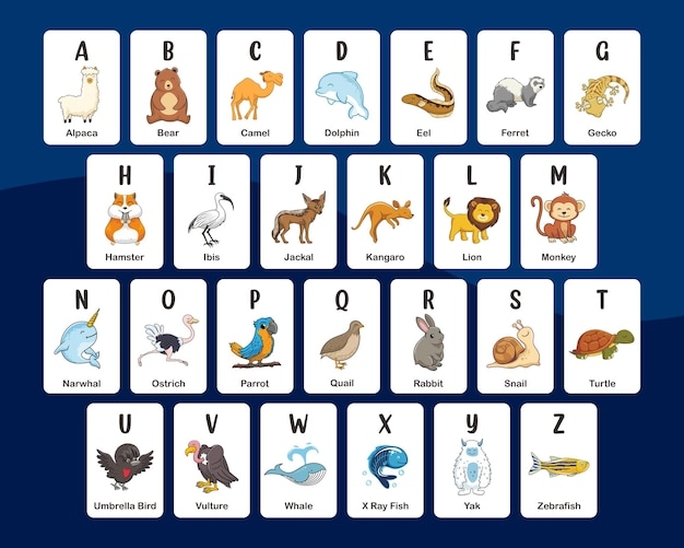 alphabet animal printables & cards