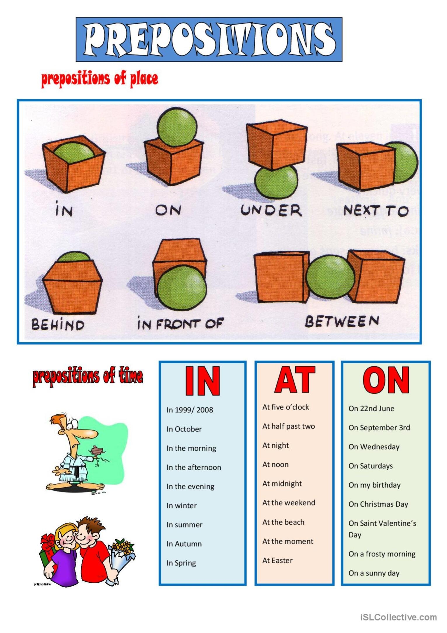 worksheets with prepositions