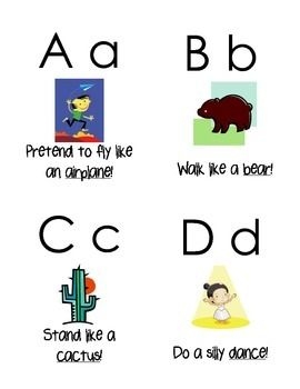 alphabet movement cards printable
