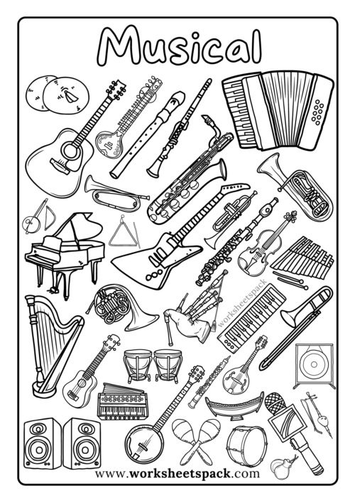 Preschool Musical Instruments Coloring Pages Coloring Pages