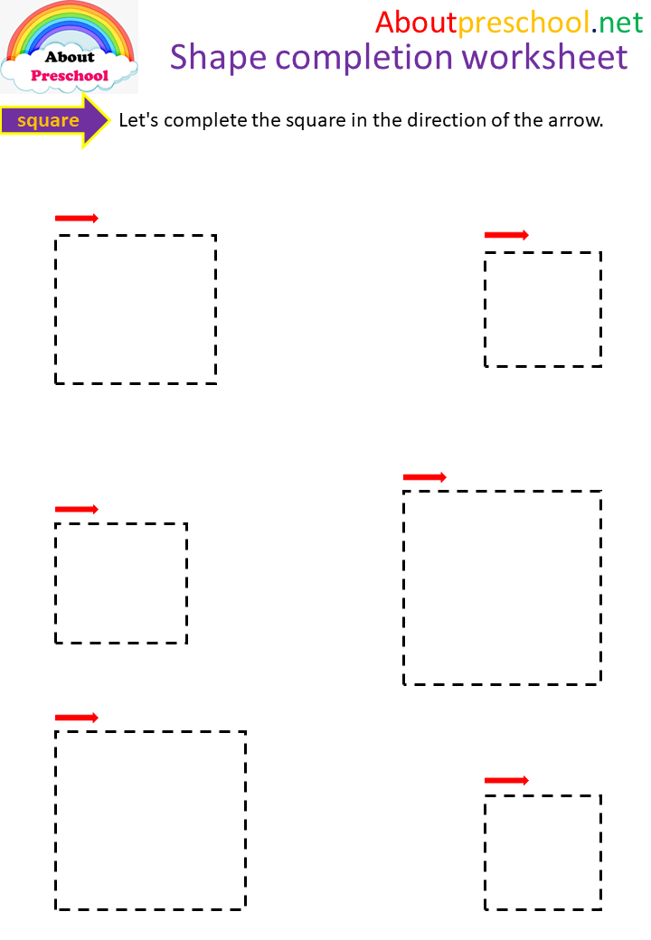 Preschool Shape Completion Worksheet Square About Preschool