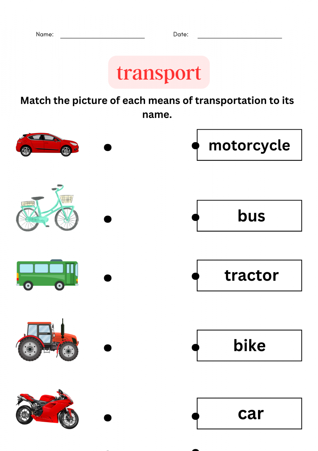 transportation worksheet preschool