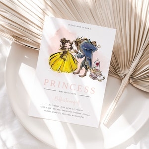 princess belle birthday invitation template