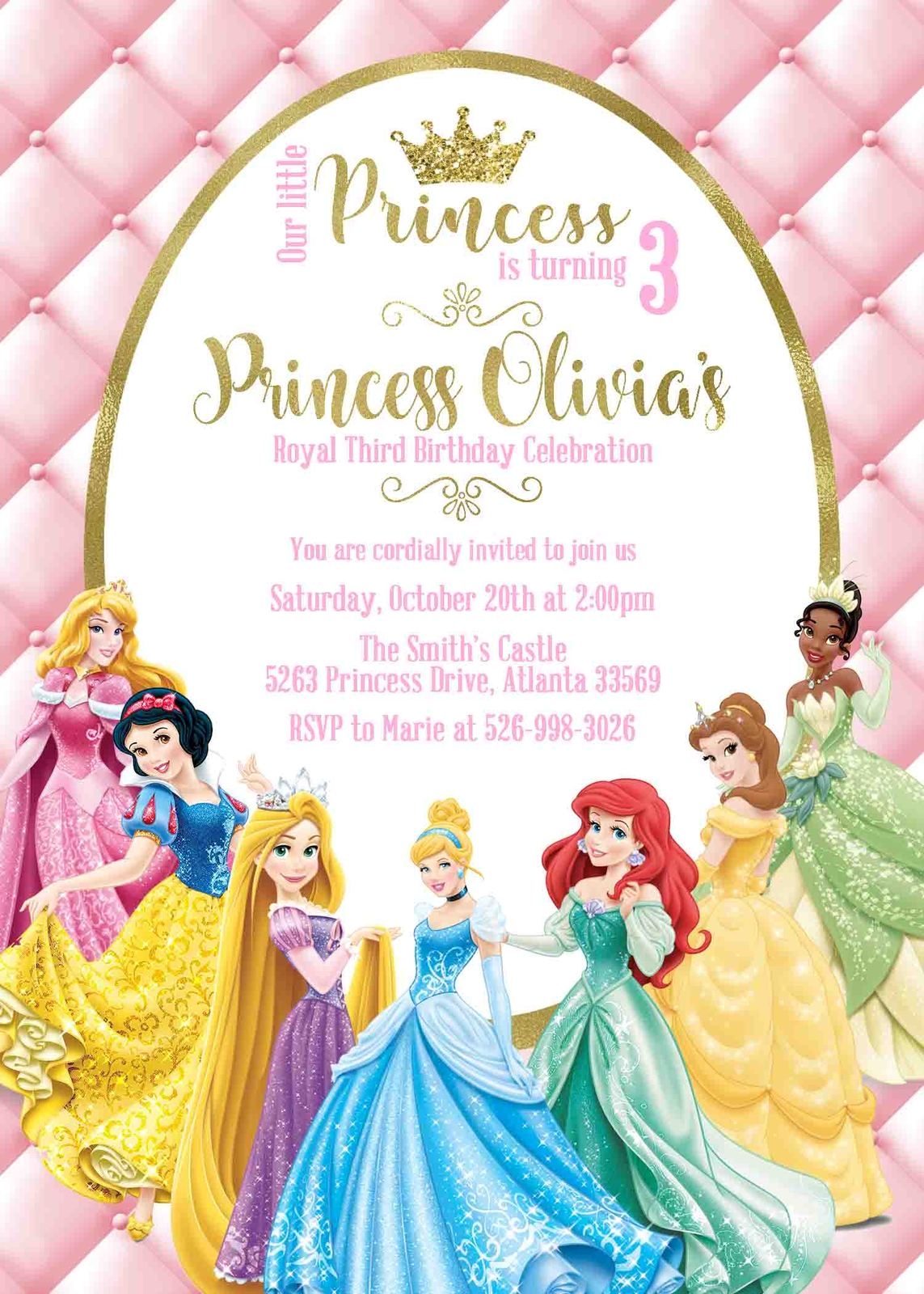 princess theme invitation template
