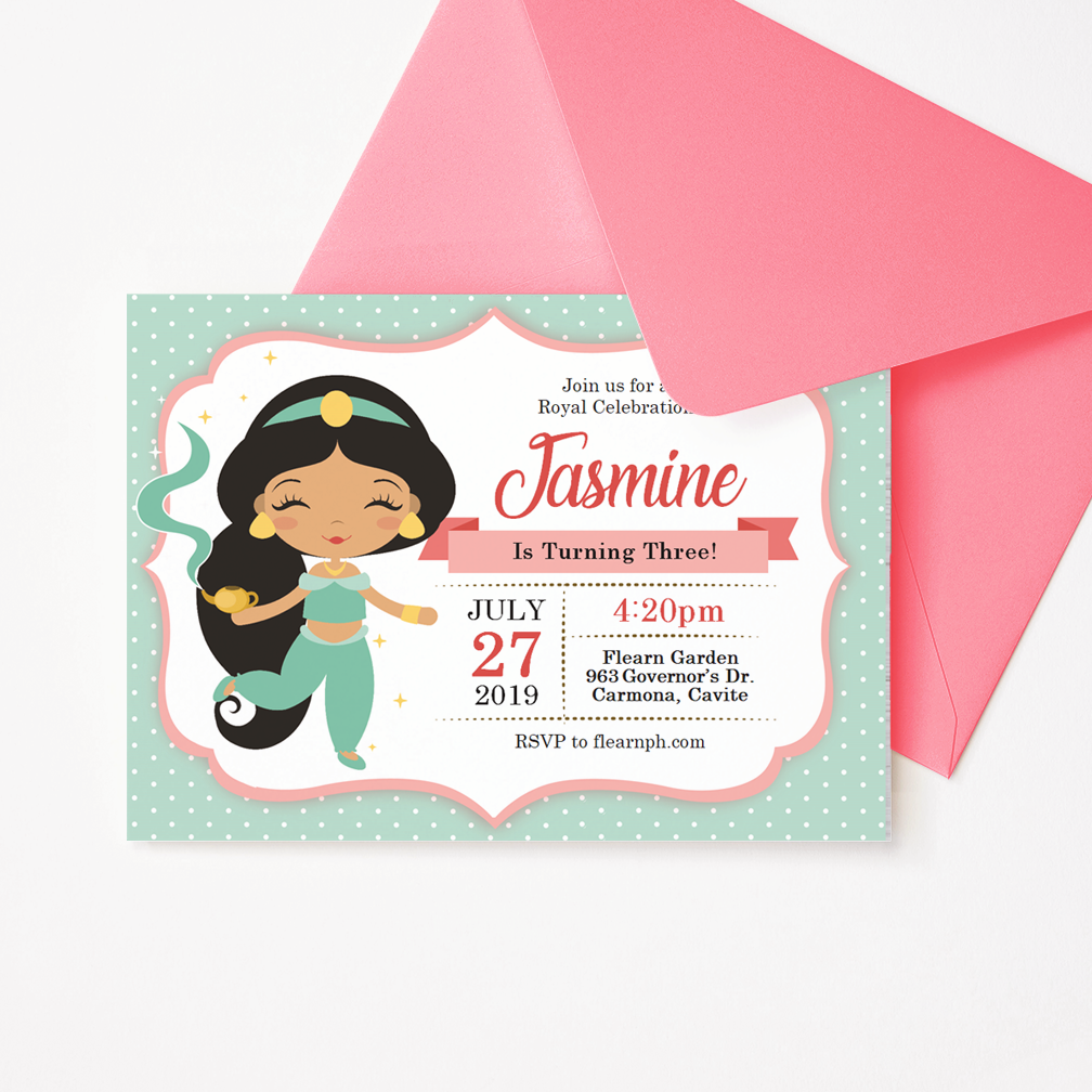 Princess Jasmine Invitation Template Dgtally