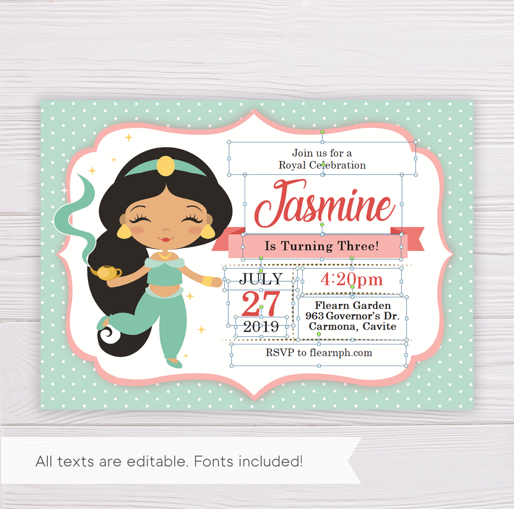 Princess Jasmine Invitation Template Dgtally